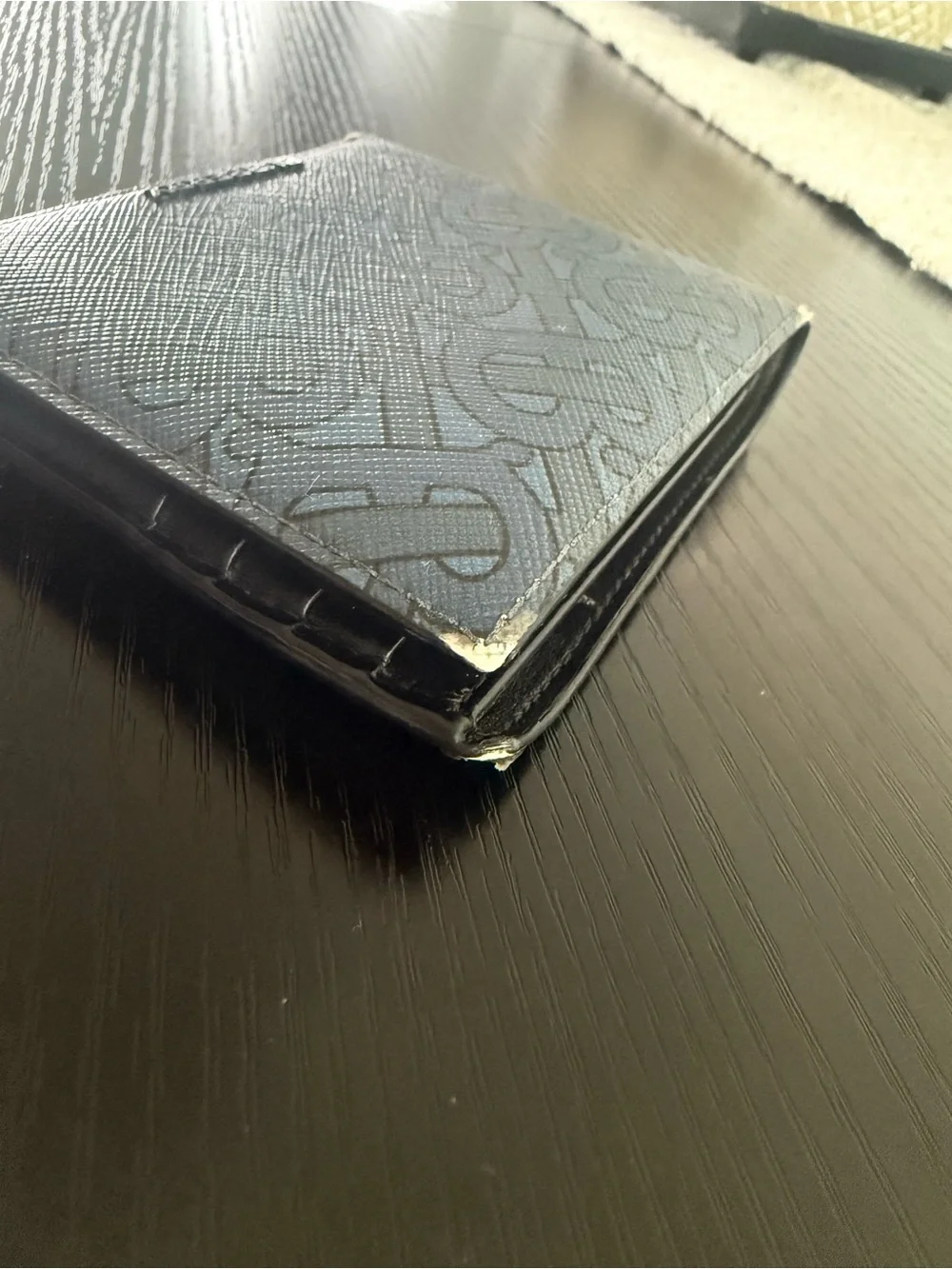 Burberry Blue TB Monogram Leather Bi-Fold Wallet